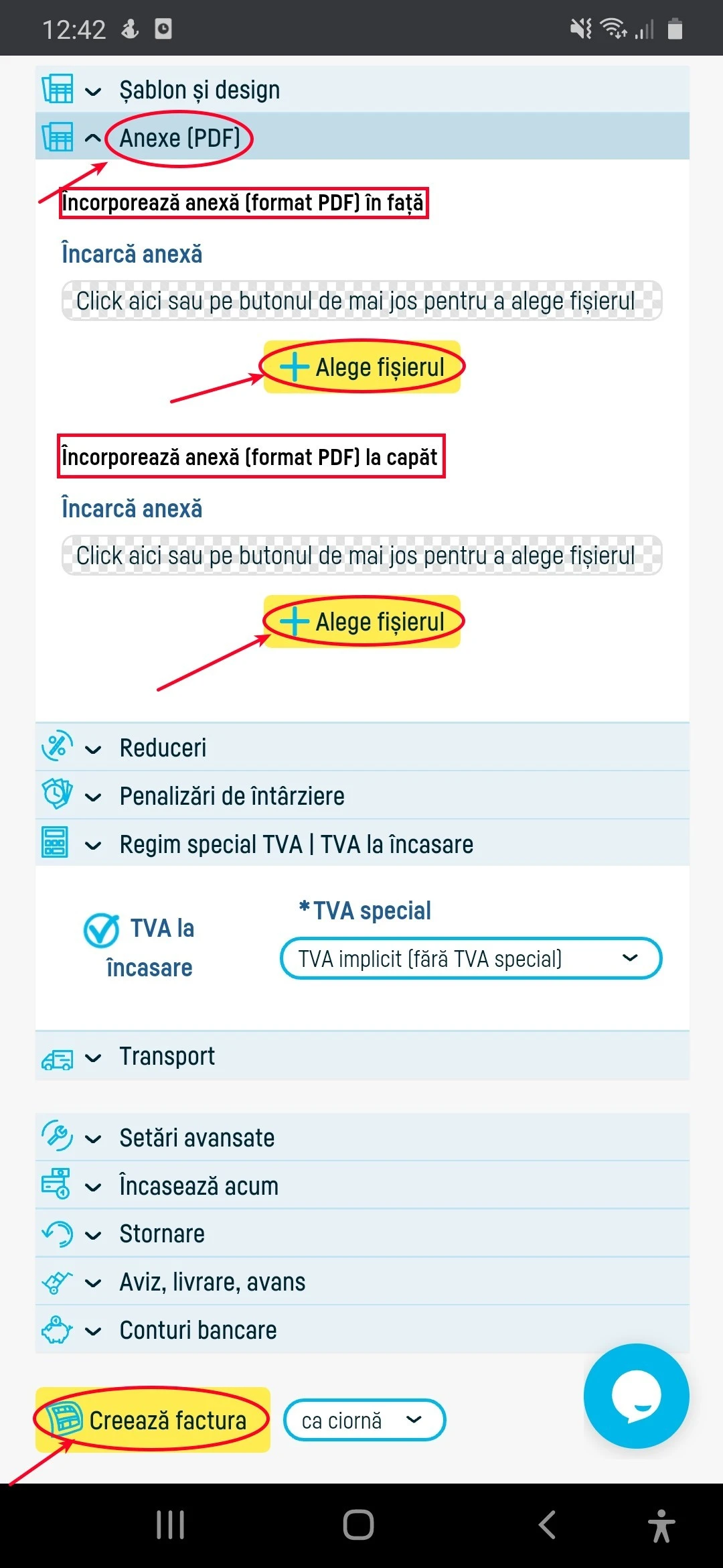 Adăugare anexe direct din formularul de comandă - pasul 1